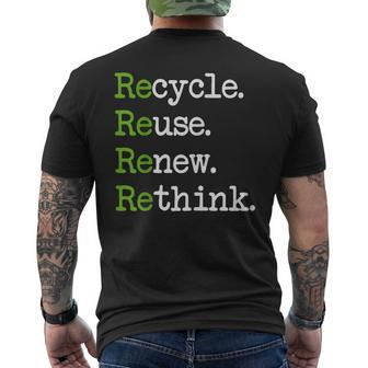 Earth Day Recycle Reuse Renew Rethink Environmental Activism Men's Back Print T-shirt | Mazezy