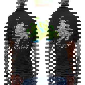Earth Day Turtle Lover Ocean Save Recycle Planet Men's Back Print T-shirt | Mazezy