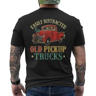 Easily Distracted By Old Pickup Trucks Trucks Men's Back Print T-shirt | Mazezy