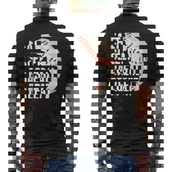 Eat Sleep Baseball Repeat Baseball Player Men's Back Print T-shirt | Mazezy