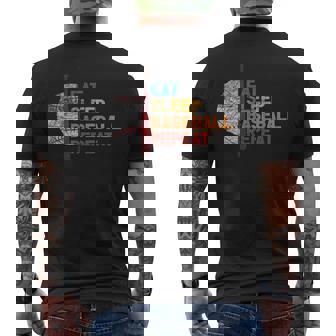 Eat Sleep Baseball Repeat Retro Vintage Baseball Player Fun Men's Back Print T-shirt | Mazezy