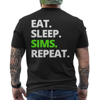 Eat Sleep Sims Repeat Men's T-shirt Back Print - Seseable