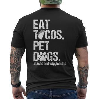 Eat Tacos Pet Dogs Tacos And Wigglebutts Retro Men's Back Print T-shirt | Mazezy