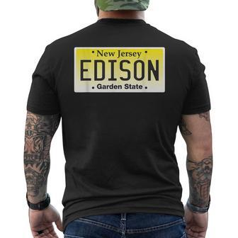 Edison New Jersey Nj License Plate Home Town Graphic Men's T-shirt Back Print - Seseable
