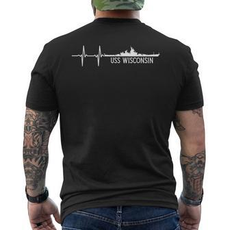 Ekg Heartbeat Uss Wisconsin Bb-64 Battleship Men's T-shirt Back Print - Seseable