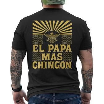 Mens El Papa Mas Chingon Mexican Dad Cinco De Mayo Aztec Eagle Men's T-shirt Back Print - Seseable