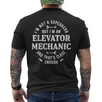 Elevator Mechanic Maintenance Hero Technician Mens Back Print T-shirt | Mazezy