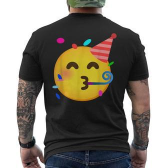 Emoticon Partying Face Birthday Men's Back Print T-shirt | Mazezy