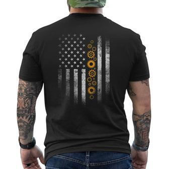 Engineering Gear Cog Usa Flag Funny Mechanical Engineer Gift Mens Back Print T-shirt | Mazezy