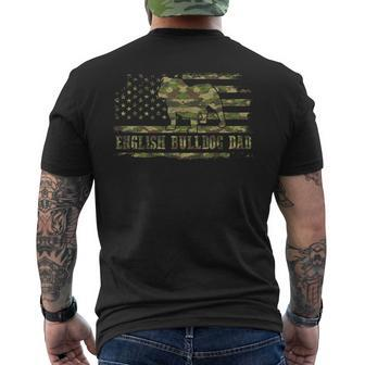 English Bulldog Dad Camouflage American Flag Patriotic Dog Gift For Mens Mens Back Print T-shirt - Seseable