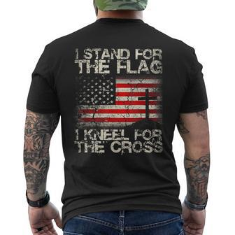 Epic I Stand For The Flag I Kneel For The Cross Military Mens Back Print T-shirt | Mazezy
