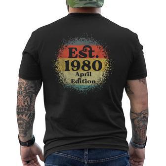 Established 1980 Born April Edition Legend Birthday Men's Back Print T-shirt | Mazezy