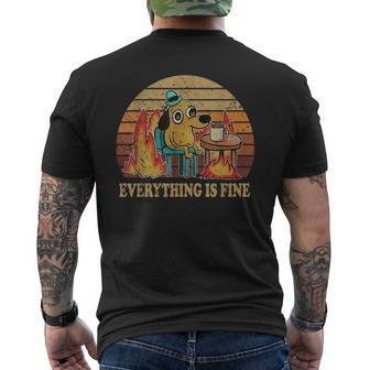 Everything Is Fine Dog Drinking Coffee Burning Meme Men's T-shirt Back Print - Thegiftio UK