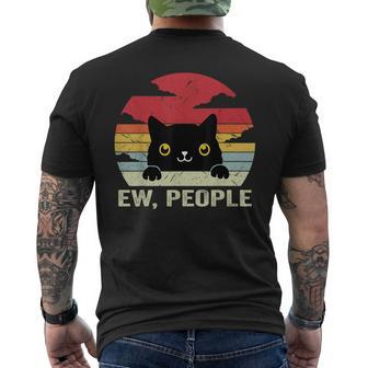 Ew People Vintage Black Cat For Cat Lover Cat Mom Cat Dad Men's T-shirt Back Print - Seseable
