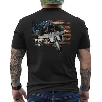 F15 Eagle Air Force Military Veteran Pride Us Flagusaf Mens Back Print T-shirt | Mazezy