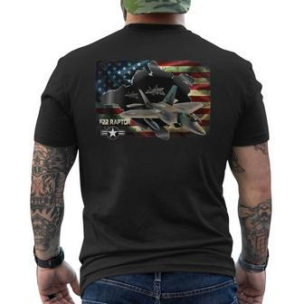 F22 Raptor Air Force Military Veteran Pride Us Flagusaf Mens Back Print T-shirt | Mazezy