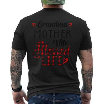 Family Grandma Mother Wife Blessed Life T Men's Back Print T-shirt | Mazezy