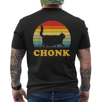 Fat Cat Chonk Cat Retro Vintage Sunset Men's Back Print T-shirt | Mazezy