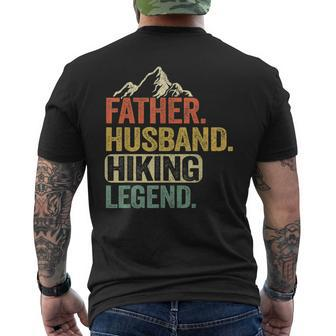 Mens Father Husband Hiking Legend Outdoors Vintage Hiking Men's T-shirt Back Print - Seseable