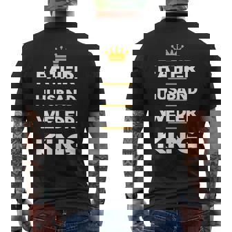 Father Husband Welder King Dad Men's Back Print T-shirt | Mazezy