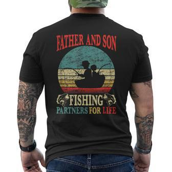 Father Son Fishing Partners For Life Vintage Dad Matching Men's T-shirt Back Print - Seseable