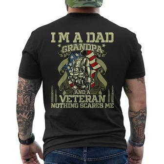 Fathers Day 4Th Of July Im A Dad Grandpa And A Veteran Men's T-shirt Back Print - Seseable