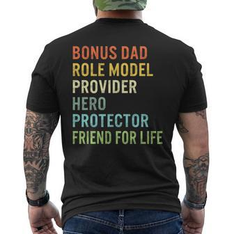 Fathers Day Bonus Provider Dad Friend For Life Hero Step Dad Men's T-shirt Back Print - Seseable