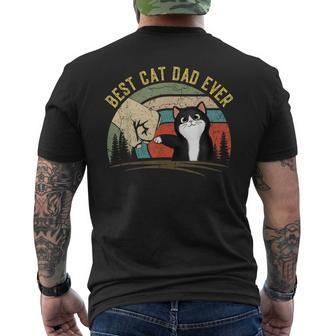 Fathers Day Cat Daddy Gifts 2023 Vintage Best Cat Dad Ever Mens Back Print T-shirt - Seseable