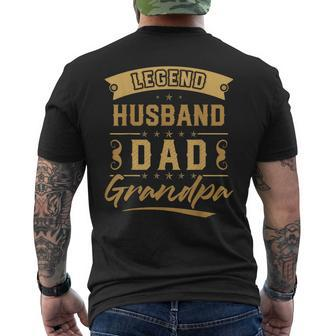 Fathers Day Dad The Legend Legend Husband Dad Grandpa Mens Back Print T-shirt - Seseable
