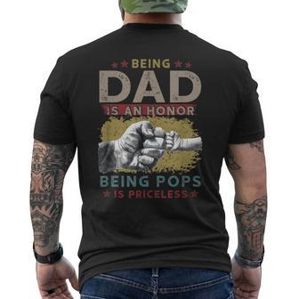 Fathers Day For Dad An Honor Being Pops Is Priceless Mens Back Print T-shirt | Mazezy