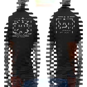 Fathers Day Gift Dad Est 2023 Expect Baby Men Wife Daughter Mens Back Print T-shirt | Mazezy