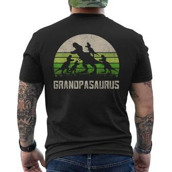 Fathers Day Grandpa Grandpasaurus Dinosaur 4 Kids Trex Men's Back Print T-shirt | Mazezy