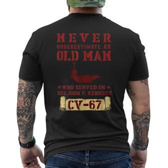 Fathers Day Navy Veterans Uss John F Kennedy Cv-67 Men's T-shirt Back Print - Seseable