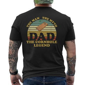 Mens Fathers Day Vintage Dad Man Myth Cornhole Legend V2 Men's T-shirt Back Print - Seseable