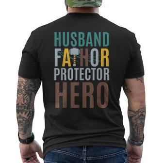 Fathor T Fathers Day Husband Fathor Protector Hero Men's T-shirt Back Print - Seseable