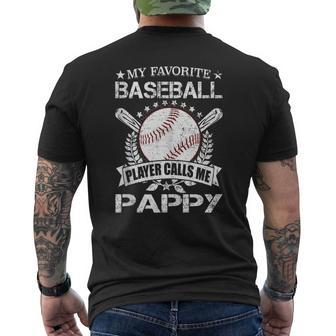 My Favorite Baseball Player Calls Me Pappy Fathers Day Men's T-shirt Back Print - Thegiftio UK