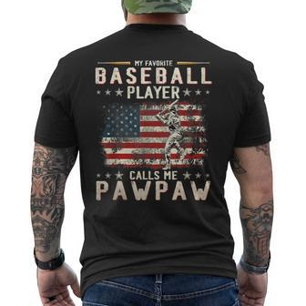 My Favorite Baseball Player Calls Me Pawpaw Flag Father Day Men's T-shirt Back Print - Thegiftio UK