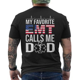 My Favorite Emt Calls Me Dad Fathers Day Men's T-shirt Back Print - Seseable
