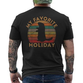 My Favorite Holiday Ground Hog Sunset Groundhog Day Men's T-shirt Back Print - Seseable