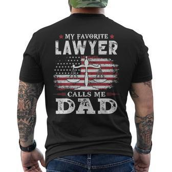 Mens My Favorite Lawyer Calls Me Dad Usa Flag Dad Father Men's T-shirt Back Print - Seseable