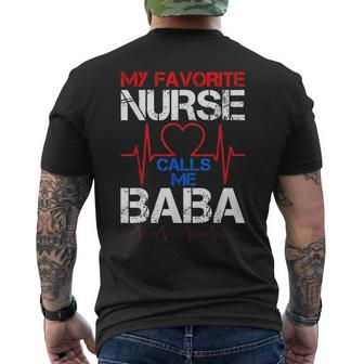 Mens My Favorite Nurse Calls Me Baba Cool Vintage Nurse Dad Men's T-shirt Back Print - Seseable
