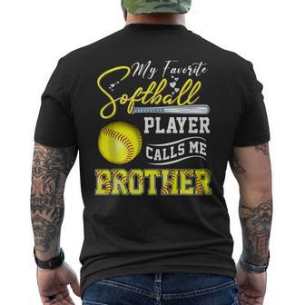 My Favorite Softball Player Calls Me Brother Fathers Day Men's T-shirt Back Print - Thegiftio UK