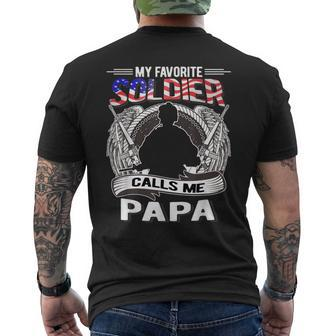My Favorite Soldier Calls Me Papa - Proud Army Grandpa Men's T-shirt Back Print - Seseable