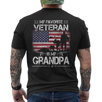 My Favorite Veteran Is My Grandpa - Flag Father Veterans Day Men's T-shirt Back Print - Seseable