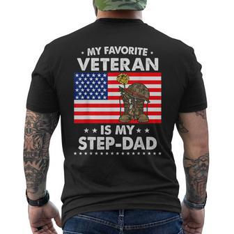 My Favorite Veteran Is My Step Dad For Father Veterans Day Men's T-shirt Back Print - Seseable