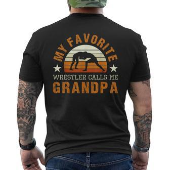 My Favorite Wrestler Calls Me Grandpa Wrestling Coach Men's T-shirt Back Print - Seseable