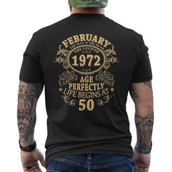 February 1972 The Man Myth Legend 50 Year Old Birthday Gifts Mens Back Print T-shirt - Seseable
