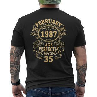 February 1987 The Man Myth Legend 35 Year Old Birthday Gifts Mens Back Print T-shirt - Seseable