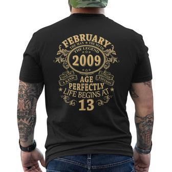 February 2009 The Man Myth Legend 13 Year Old Birthday Gifts Mens Back Print T-shirt - Seseable