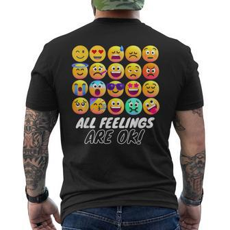 All Feelings Are Okay Mental Health Counselor Psychologist Men's Back Print T-shirt | Mazezy